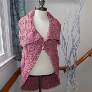 BEBE Rose/Mauve Knit Shawl Collar Sweater Vest Size Small